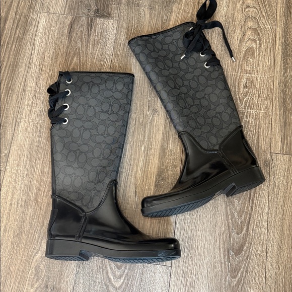Coach Shoes - Coach Tristee Tall Signature monogram rain boots